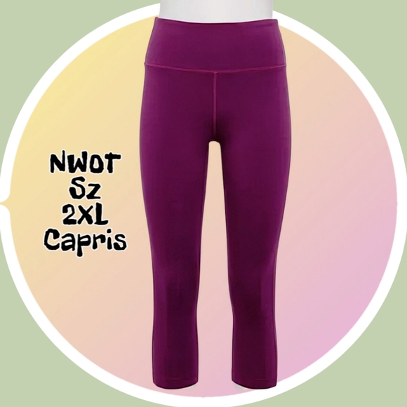 NWT Capris Sz 2X Weight is Great For Summer High Waist Leggings w 2 Pockets - Picture 1 of 12